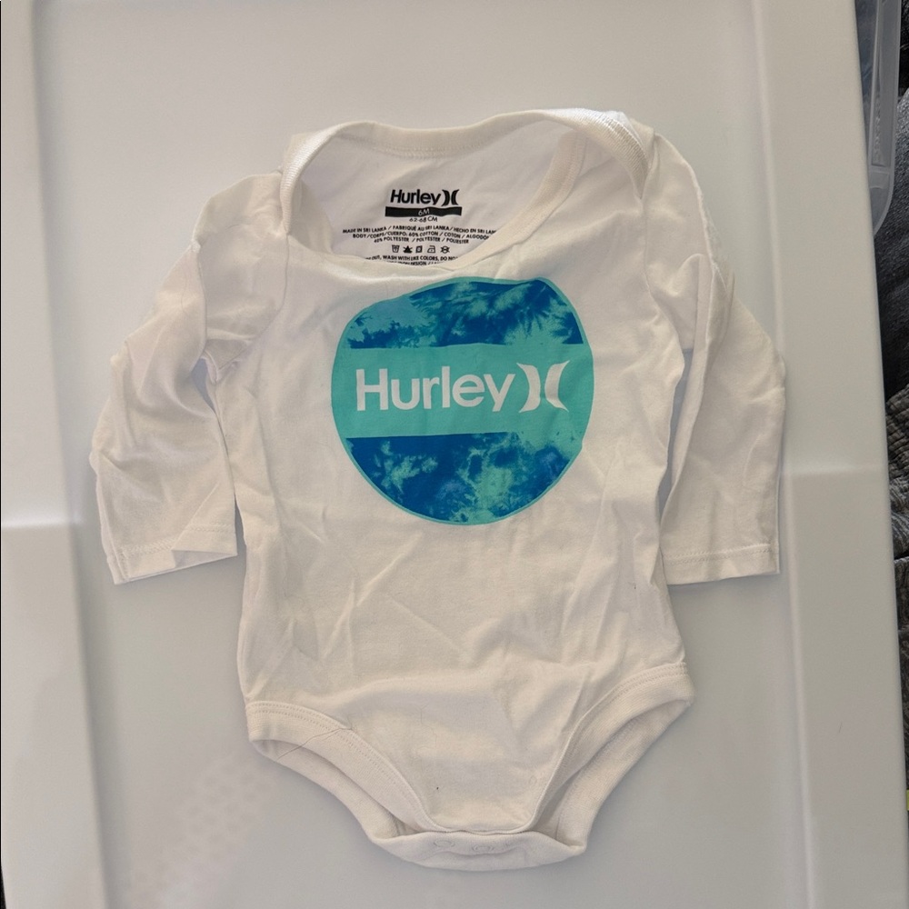 Hurley White and Sky Blue Kids Bodysuit